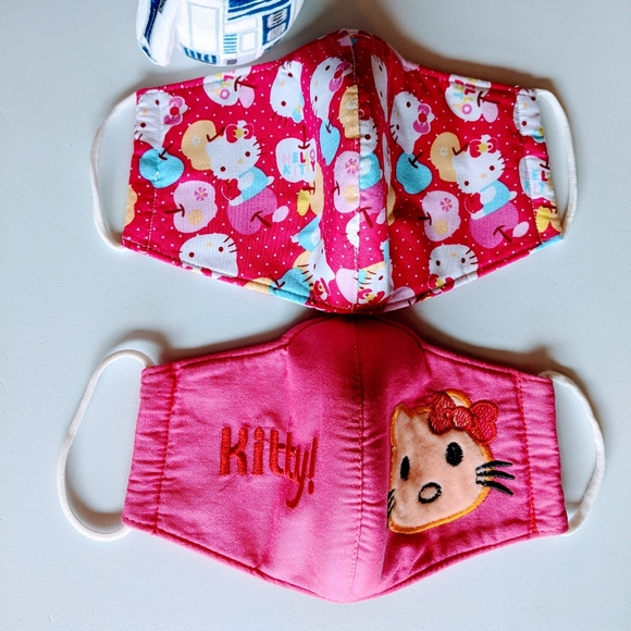 Hand Crafted Accessories - Hello Kitty Design, two 3 layers adult Face Masks